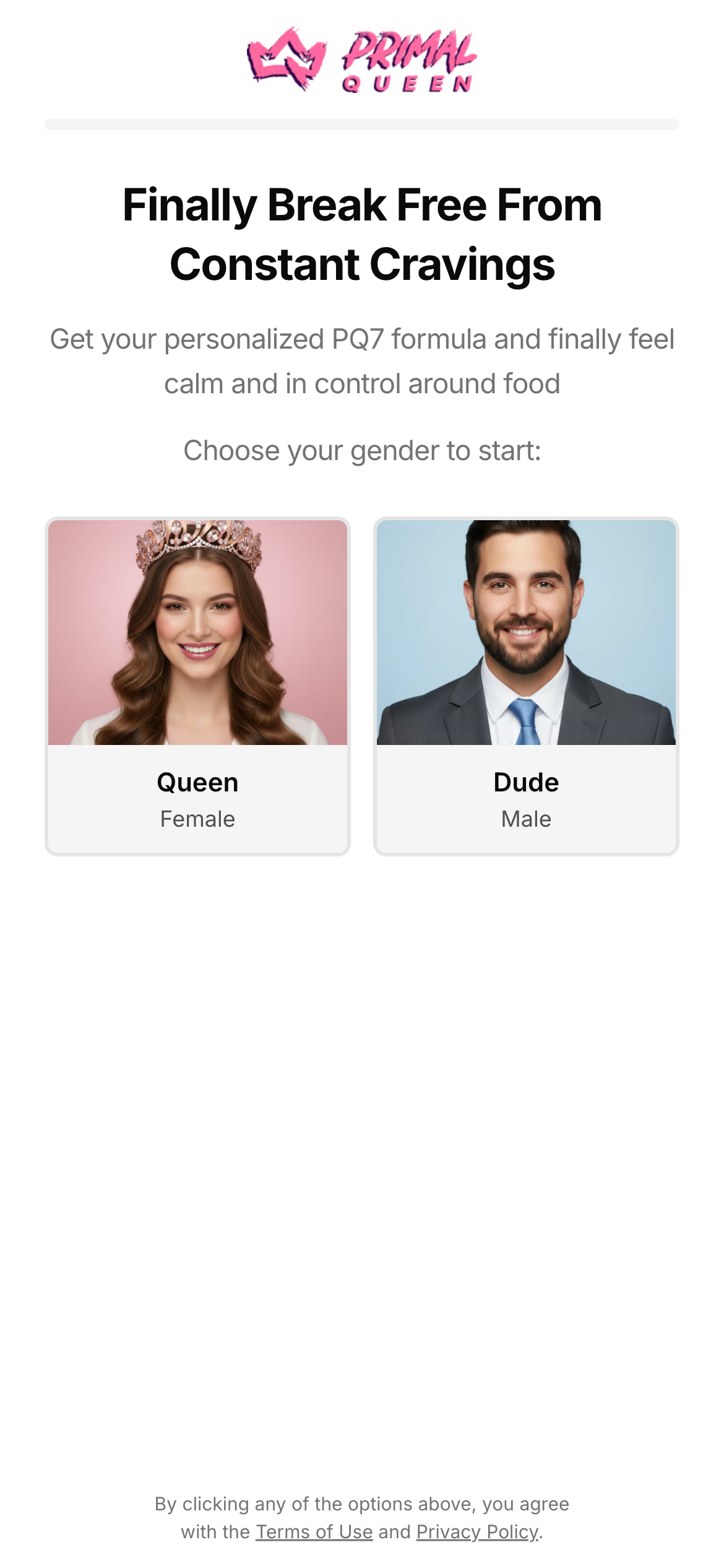 Primal Queen quiz funnel